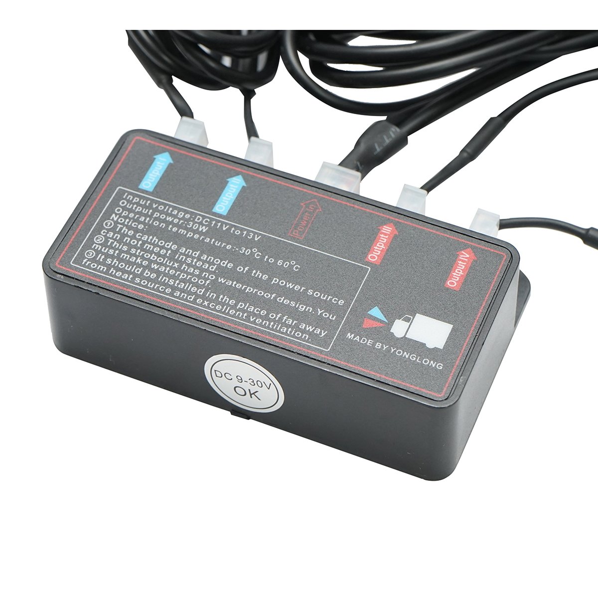Set 4 lampi LED stroboscopice 24W, 12-24V, galben, unitate control cu 4 module 110x28x12mm
